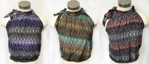 muticolor chevron blouse top with side ties Case of 12