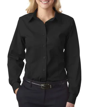 ultraclub ladies' easy-care broadcloth - black (m)