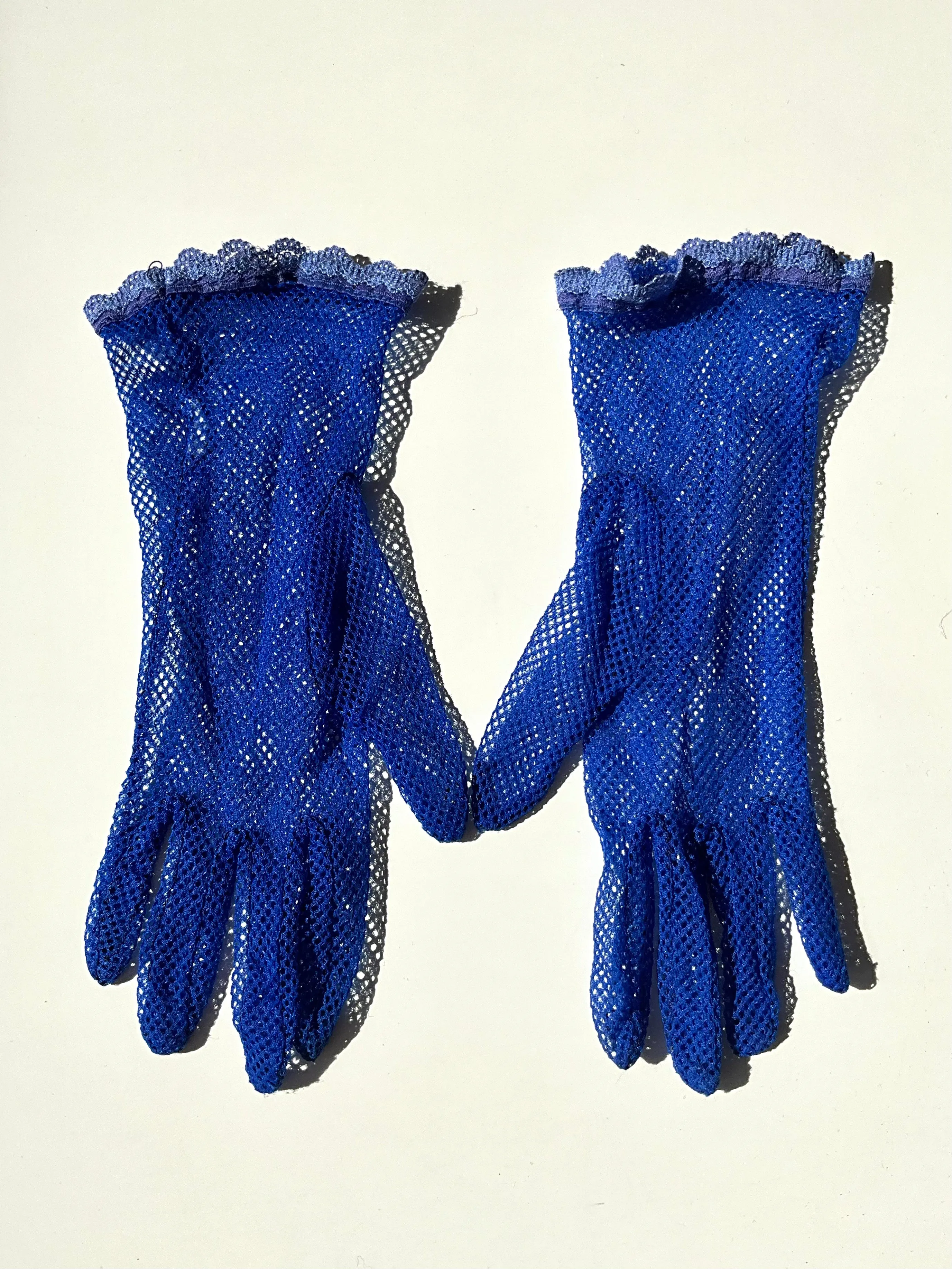 Vintage Blue Net Gloves, Small
